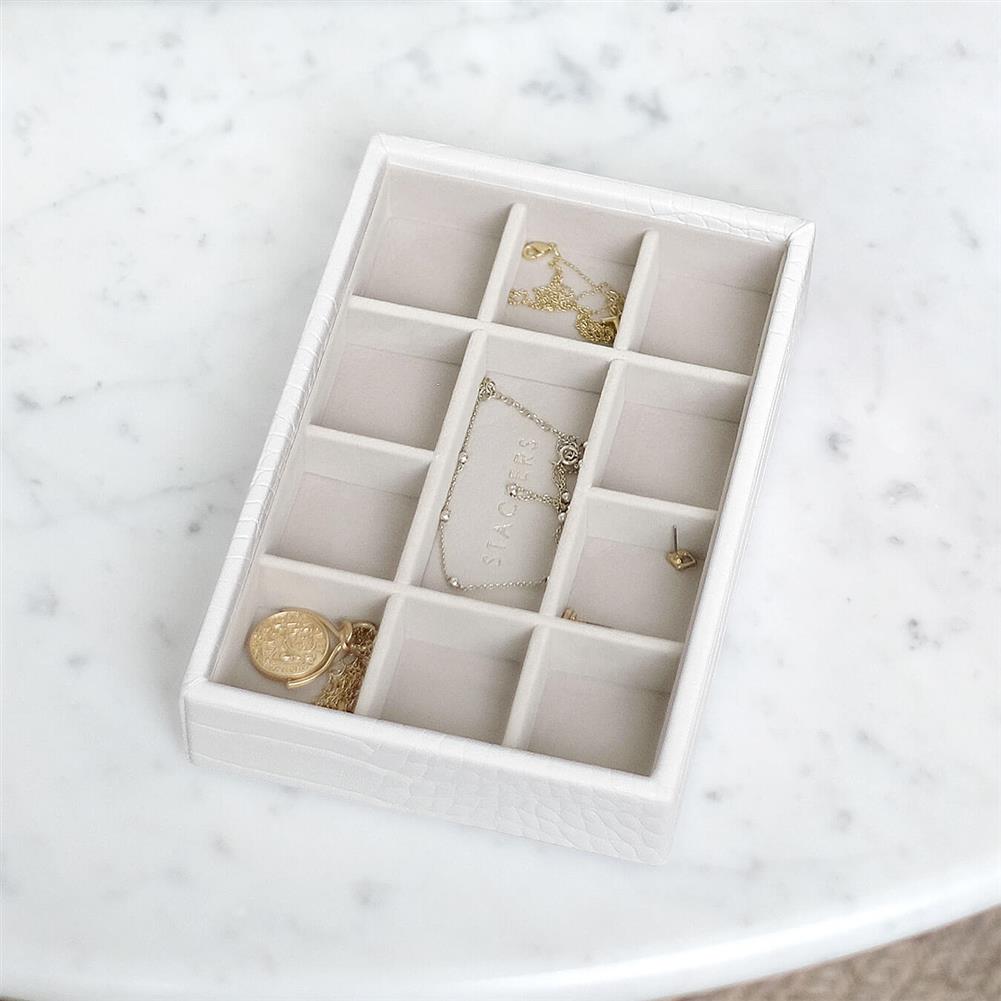 Stackers Chalk White Croc Mini Jewellery Box Trinkets Layer