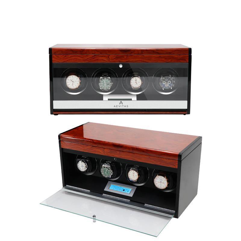 Automatic 4 Watch Winder in Mahogany Finish by Aevitas