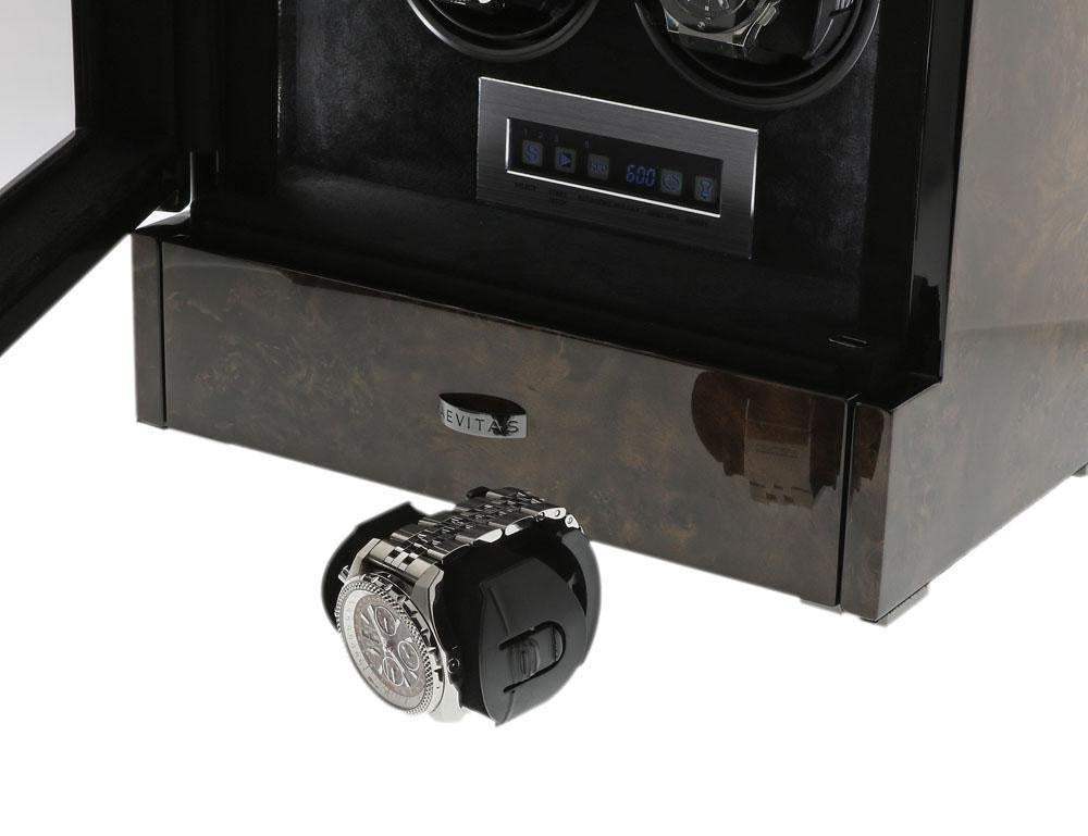 6 Watch Winder in Dark Burl Wood Finish the Tower Series by Aevitas