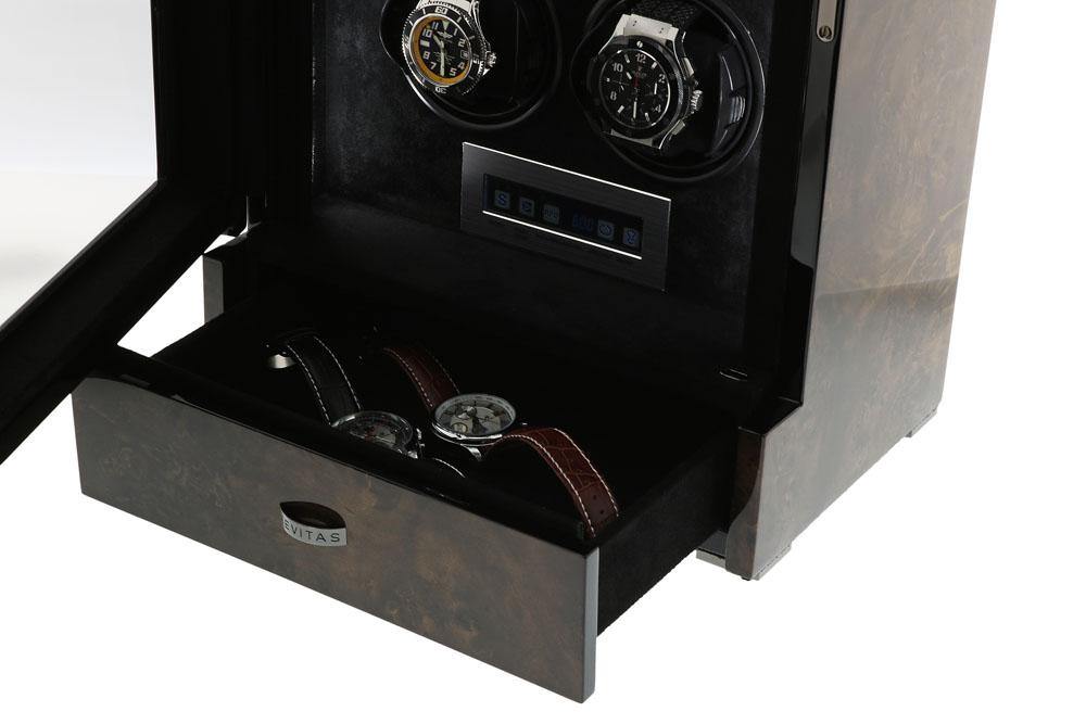 6 Watch Winder in Dark Burl Wood Finish the Tower Series by Aevitas