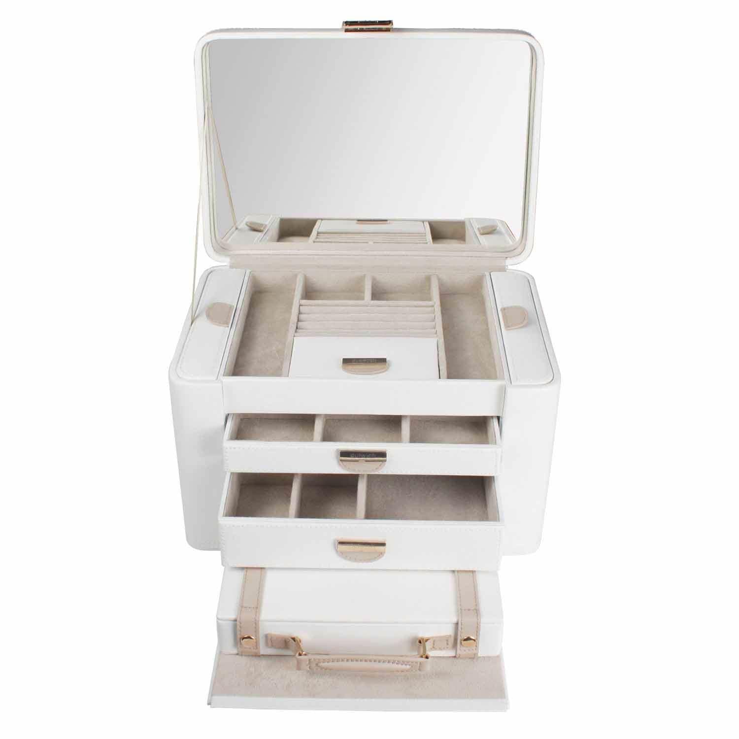 Dulwich Designs Jewellery Box Organiser Cream & Mink Extra Large Genuine Leather