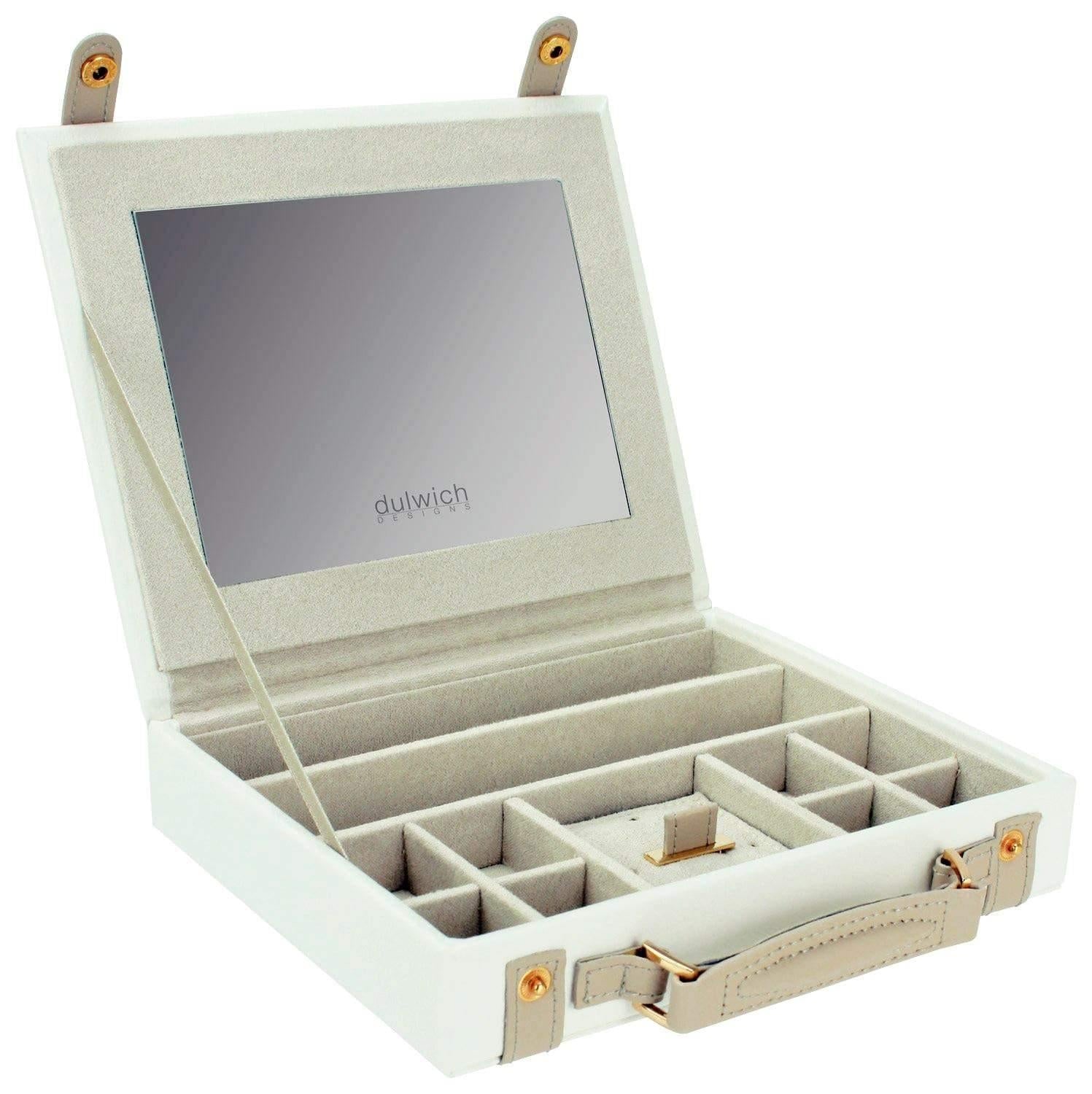 Dulwich Designs Jewellery Box Organiser Cream & Mink Extra Large Genuine Leather