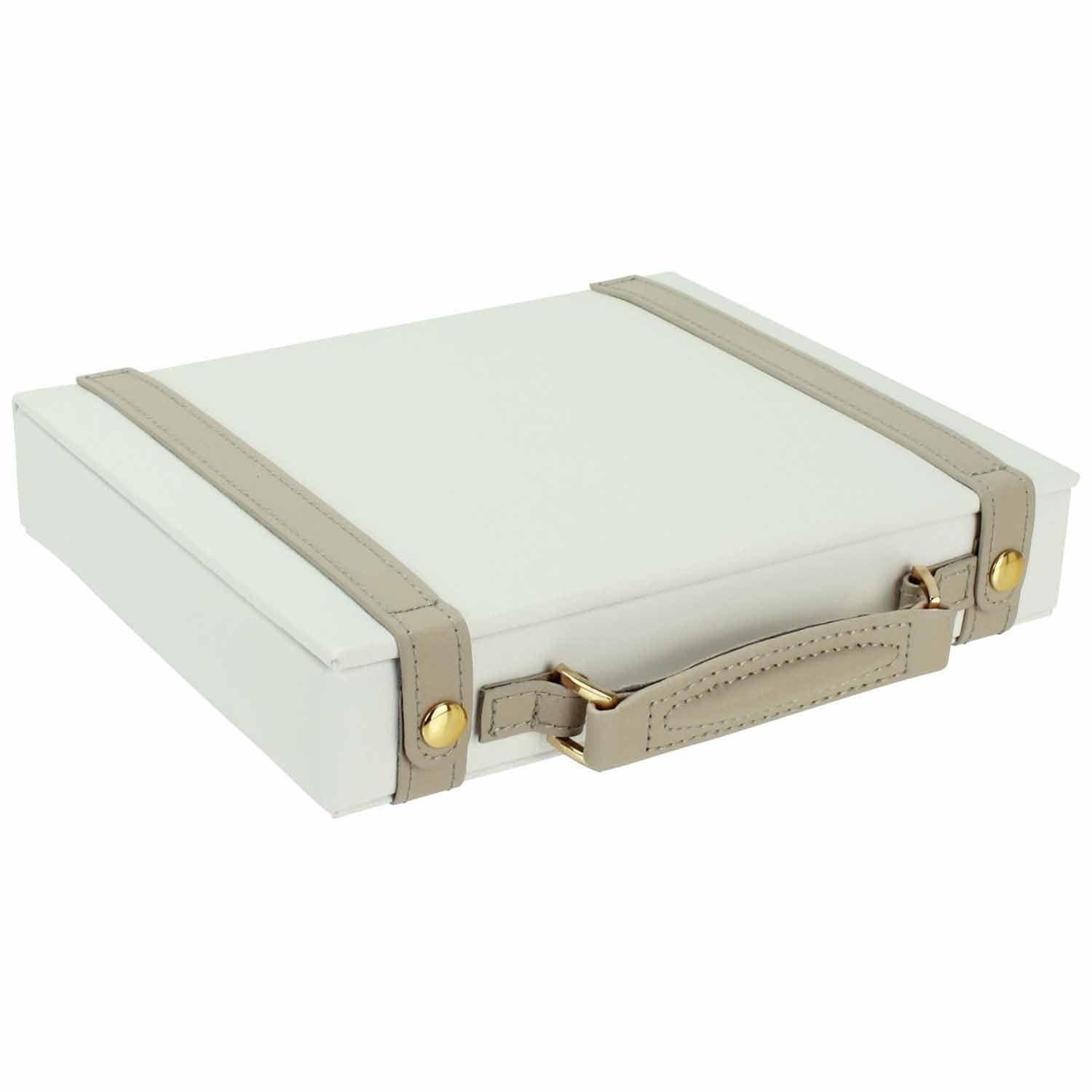 Dulwich Designs Jewellery Box Organiser Cream & Mink Extra Large Genuine Leather