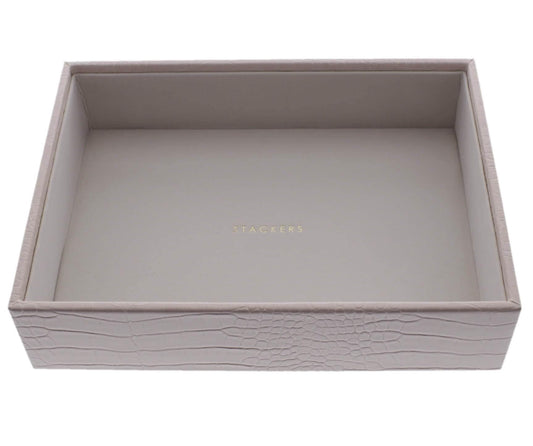 Pastel Pink Croc Classic Size Stackers Jewellery Box Deep compartment tray