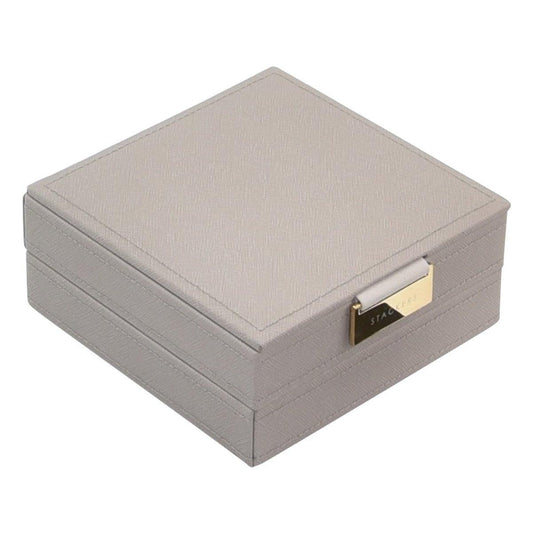 Taupe Premium STACKERS Set of 2 Trays Charm Jewellery Box with Champagne Gold Fitting