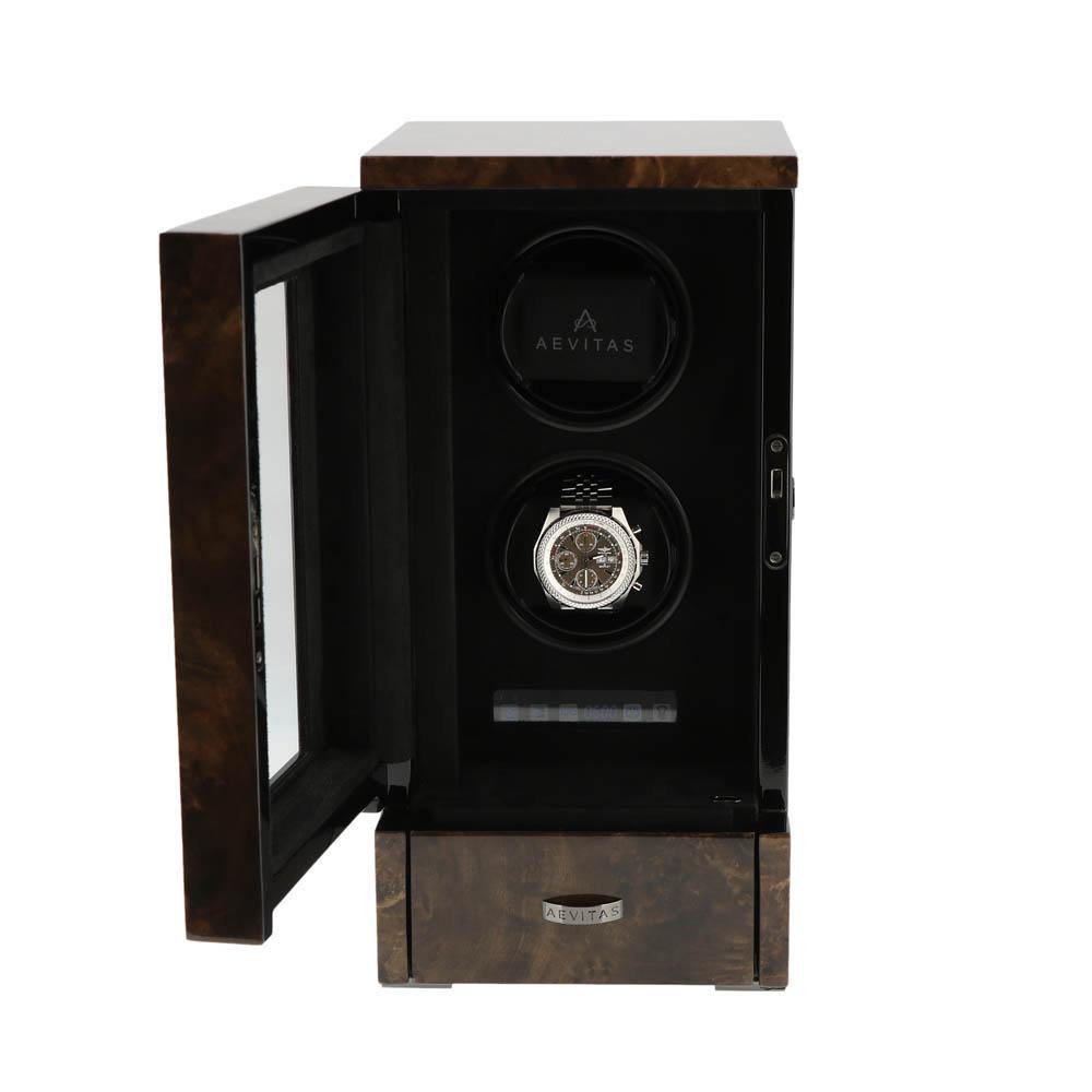 2 Watch Winder Dark Burl Wood Finish the Tower Series by Aevitas