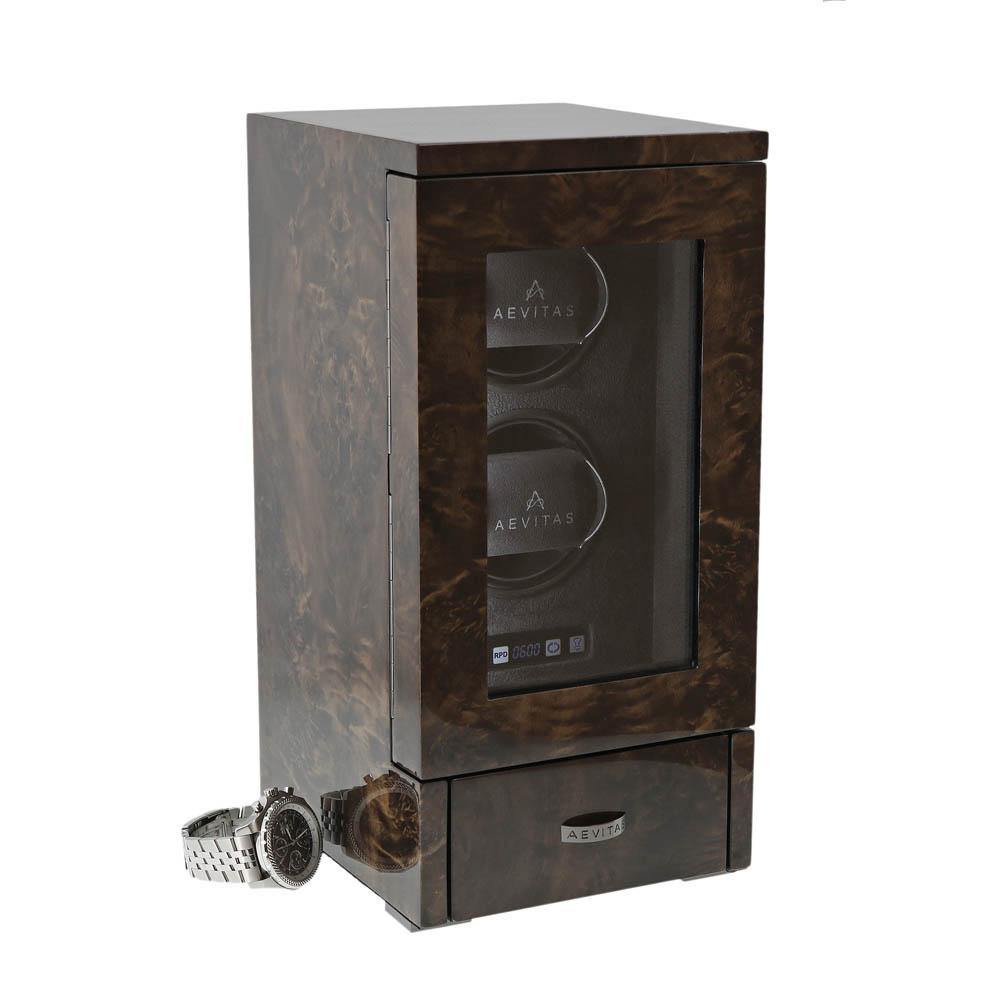 2 Watch Winder Dark Burl Wood Finish the Tower Series by Aevitas