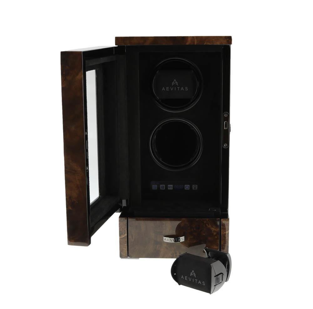 2 Watch Winder Dark Burl Wood Finish the Tower Series by Aevitas